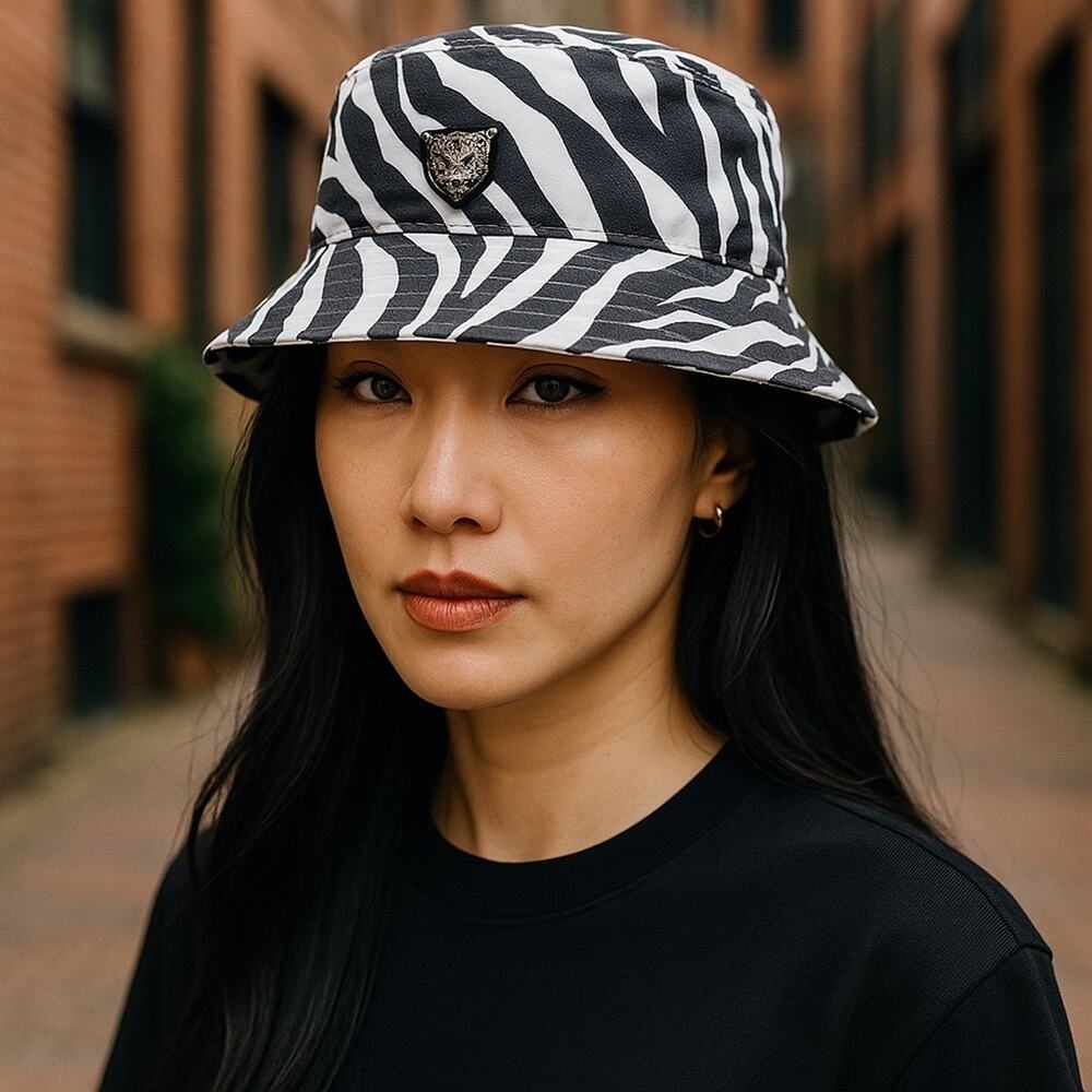 Lita By Ciara Luxe Bucket Hat In Black/White‎ Zebra